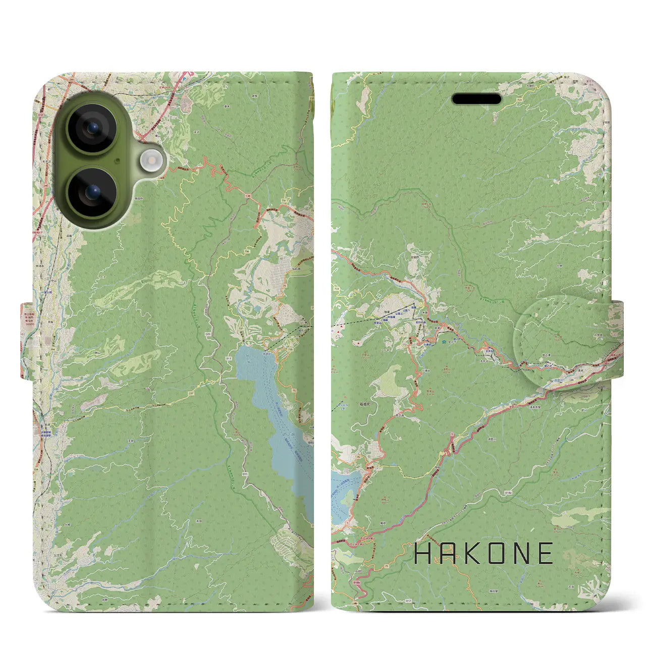 【箱根（神奈川県）】地図柄iPhoneケース（手帳タイプ）