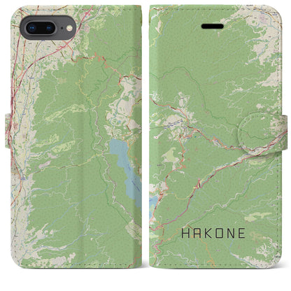 【箱根（神奈川県）】地図柄iPhoneケース（手帳タイプ）ナチュラル・iPhone 8Plus /7Plus / 6sPlus / 6Plus 用