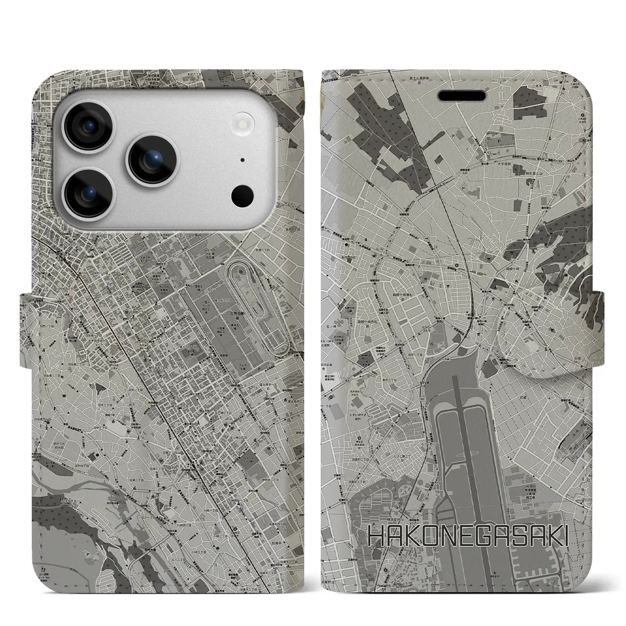 【箱根ケ崎（東京都）】地図柄iPhoneケース（手帳タイプ）