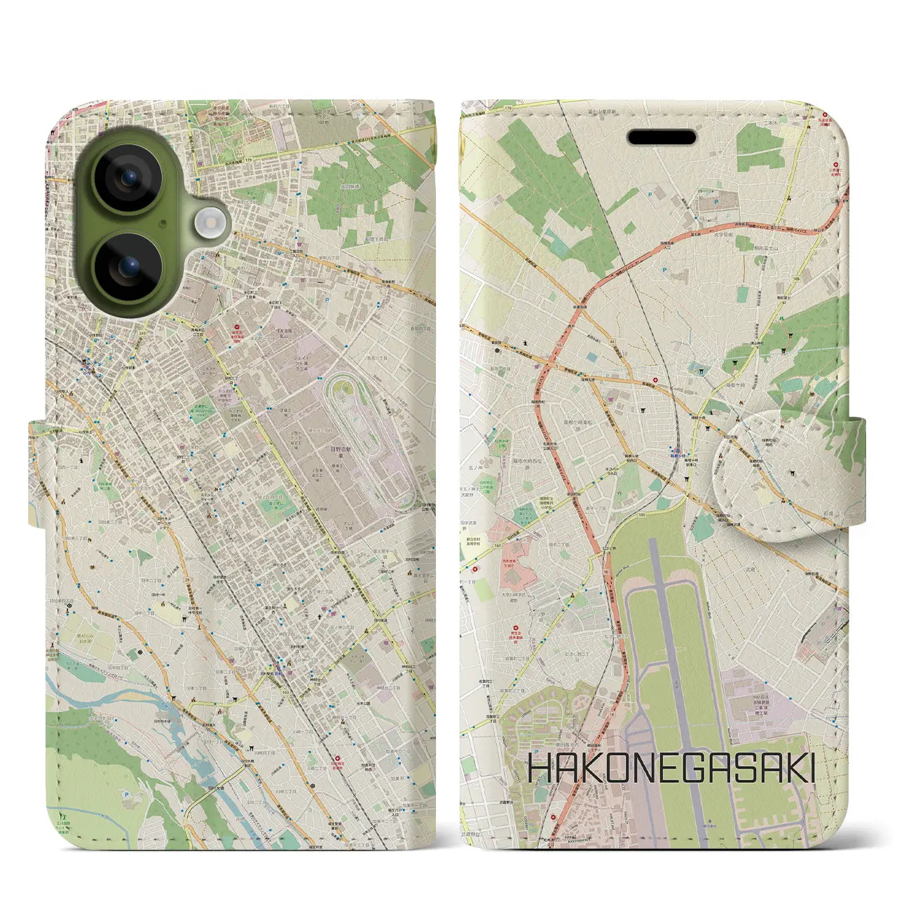 【箱根ケ崎（東京都）】地図柄iPhoneケース（手帳タイプ）