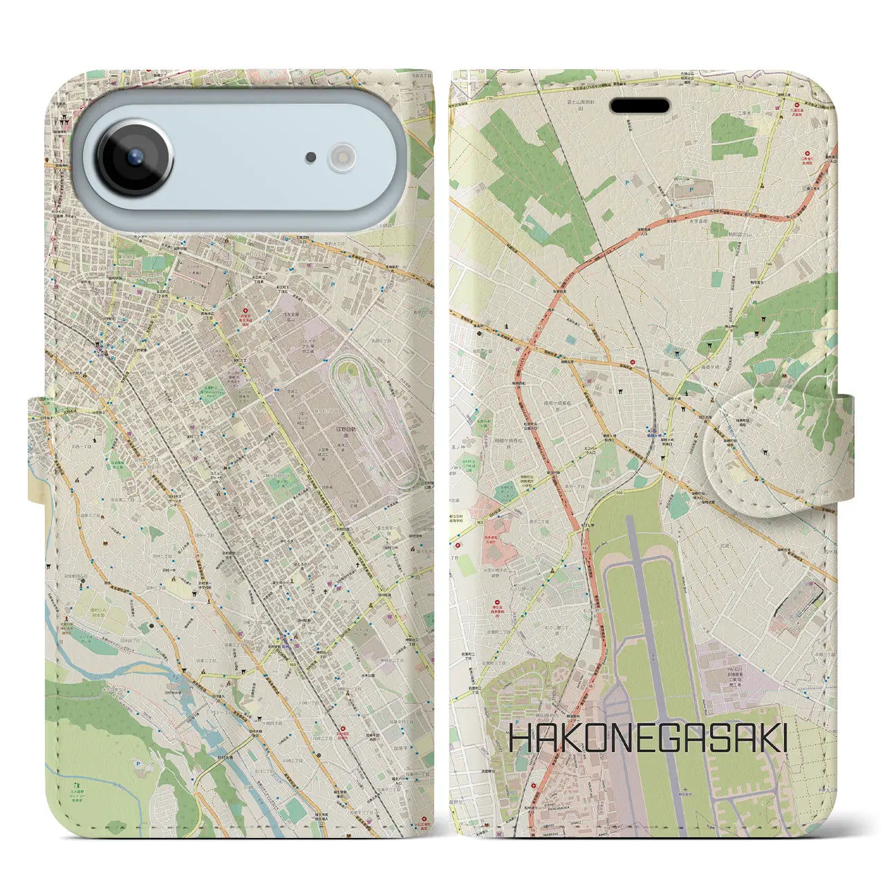 【箱根ケ崎（東京都）】地図柄iPhoneケース（手帳タイプ）