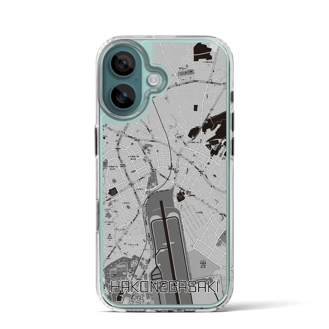 【箱根ケ崎(東京都)】地図柄iPhoneケース(MagSafeタイプ)モノトーン・iPhone 16 Pro 用