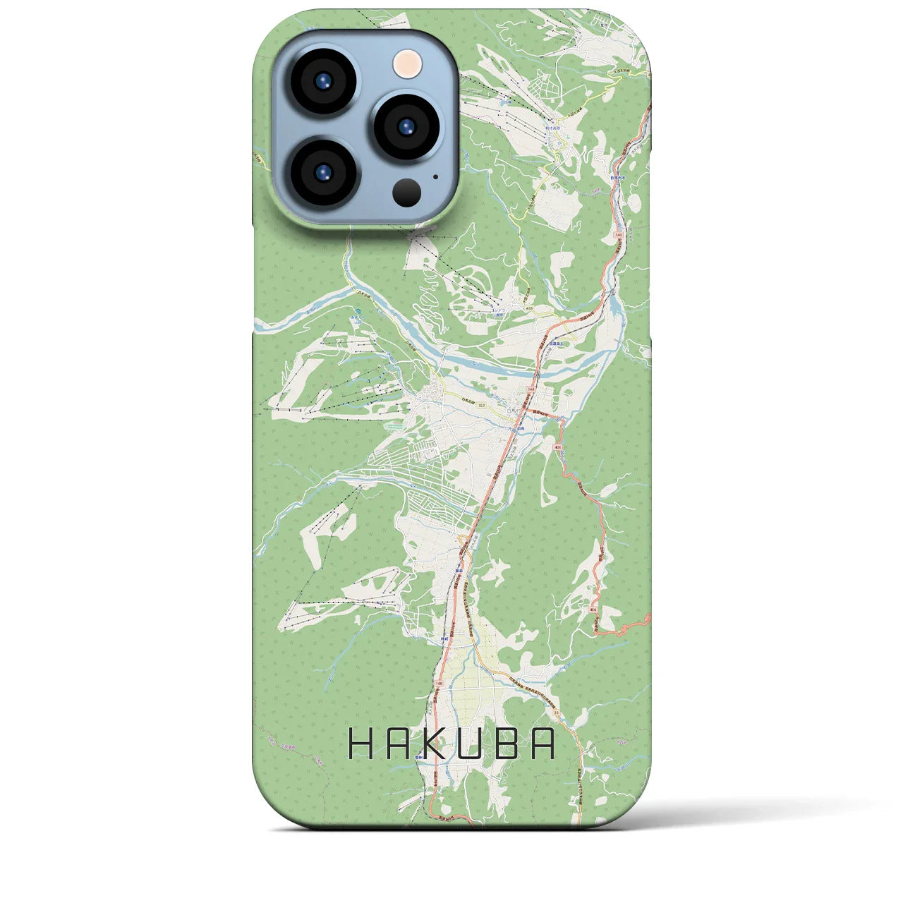 【白馬（長野県）】地図柄iPhoneケース（バックカバータイプ）