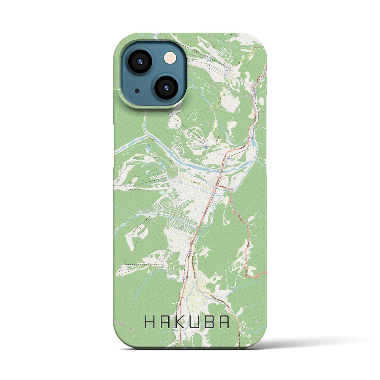 【白馬（長野県）】地図柄iPhoneケース（バックカバータイプ）