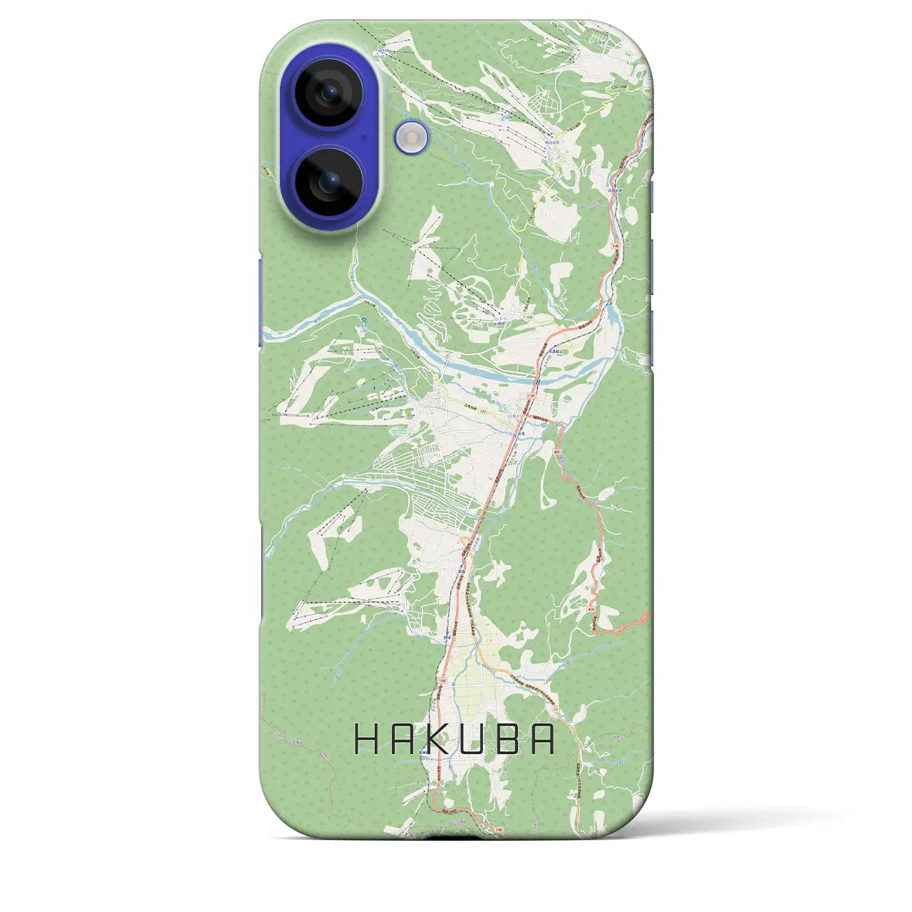 【白馬（長野県）】地図柄iPhoneケース（バックカバータイプ）ナチュラル・iPhone 16 Pro Max 用