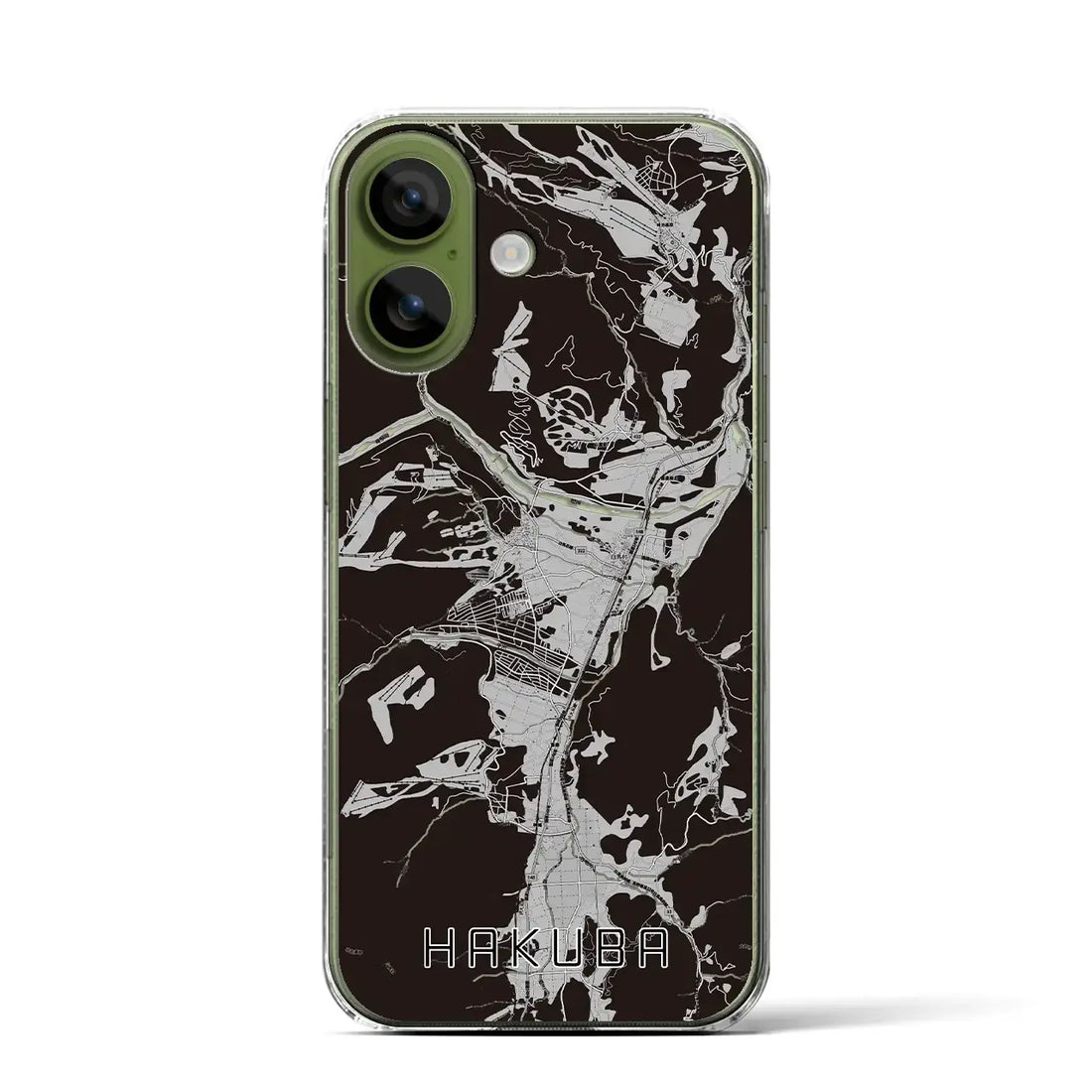 【白馬（長野県）】地図柄iPhoneケース（クリアタイプ）モノトーン・iPhone 17 Pro Max 用