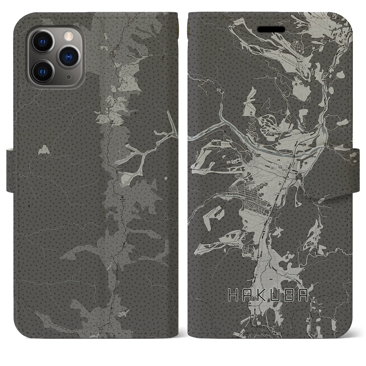 【白馬（長野県）】地図柄iPhoneケース（手帳タイプ）