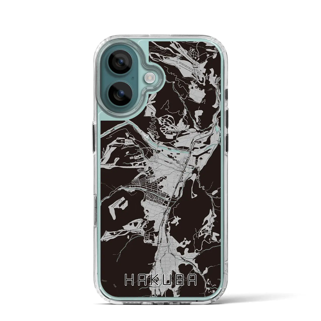 【白馬(長野県)】地図柄iPhoneケース(MagSafeタイプ)モノトーン・iPhone 16 Pro 用