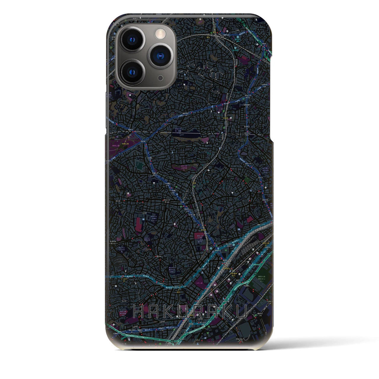 【白楽（神奈川県）】地図柄iPhoneケース（バックカバータイプ）