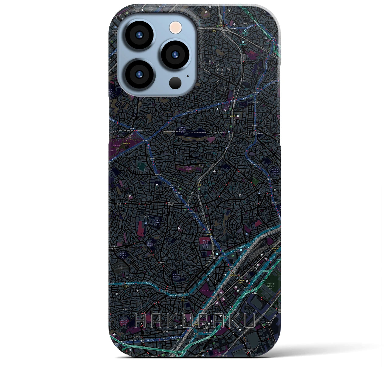 【白楽（神奈川県）】地図柄iPhoneケース（バックカバータイプ）