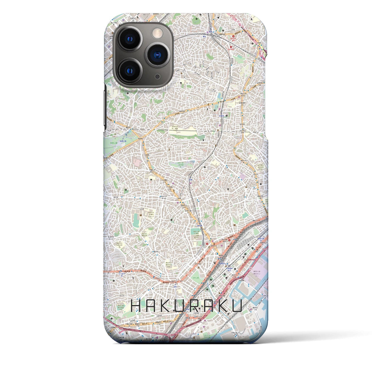【白楽（神奈川県）】地図柄iPhoneケース（バックカバータイプ）