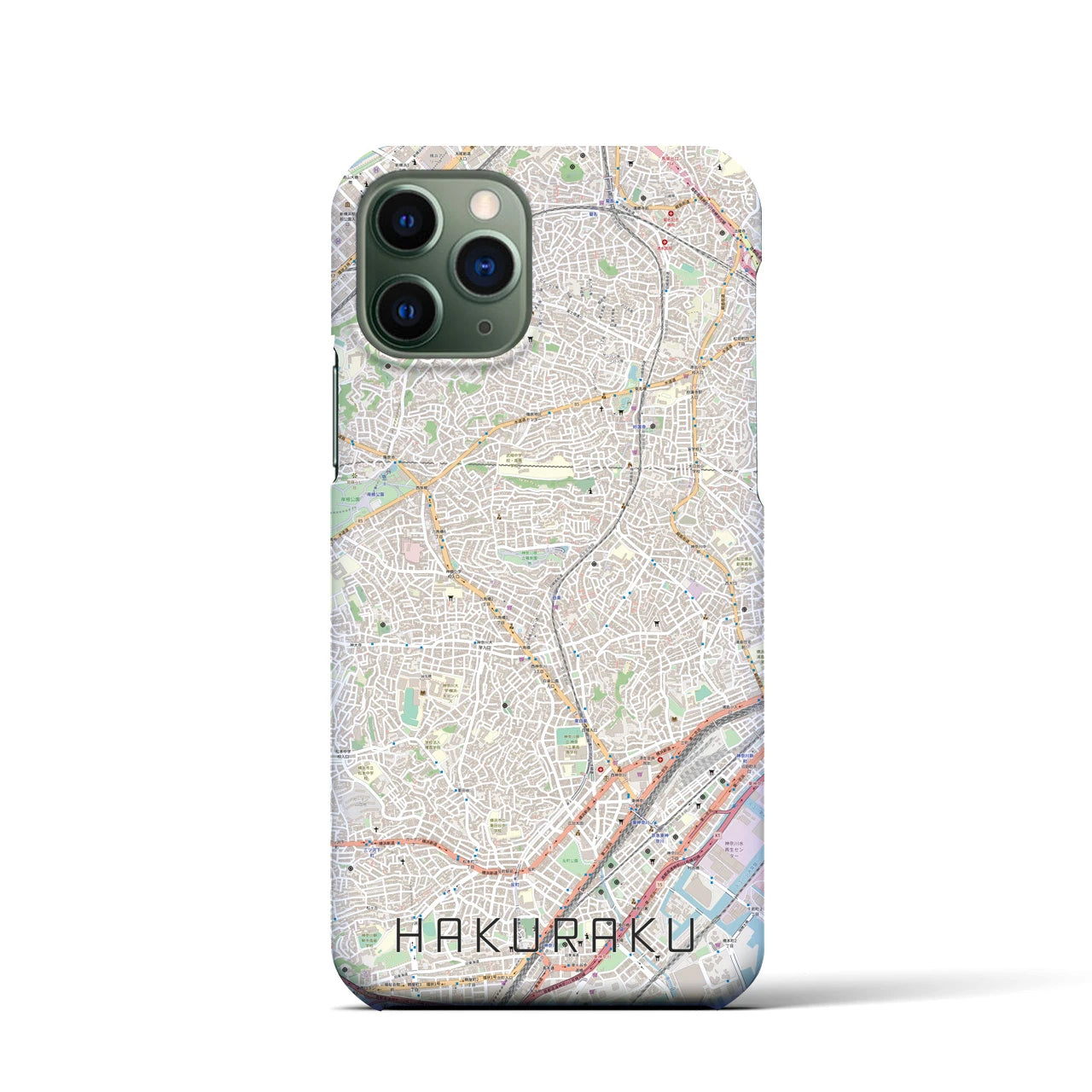 【白楽（神奈川県）】地図柄iPhoneケース（バックカバータイプ）