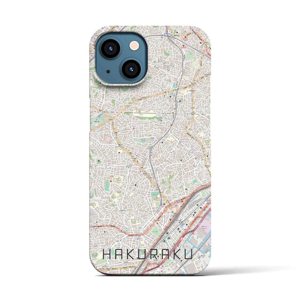 【白楽（神奈川県）】地図柄iPhoneケース（バックカバータイプ）