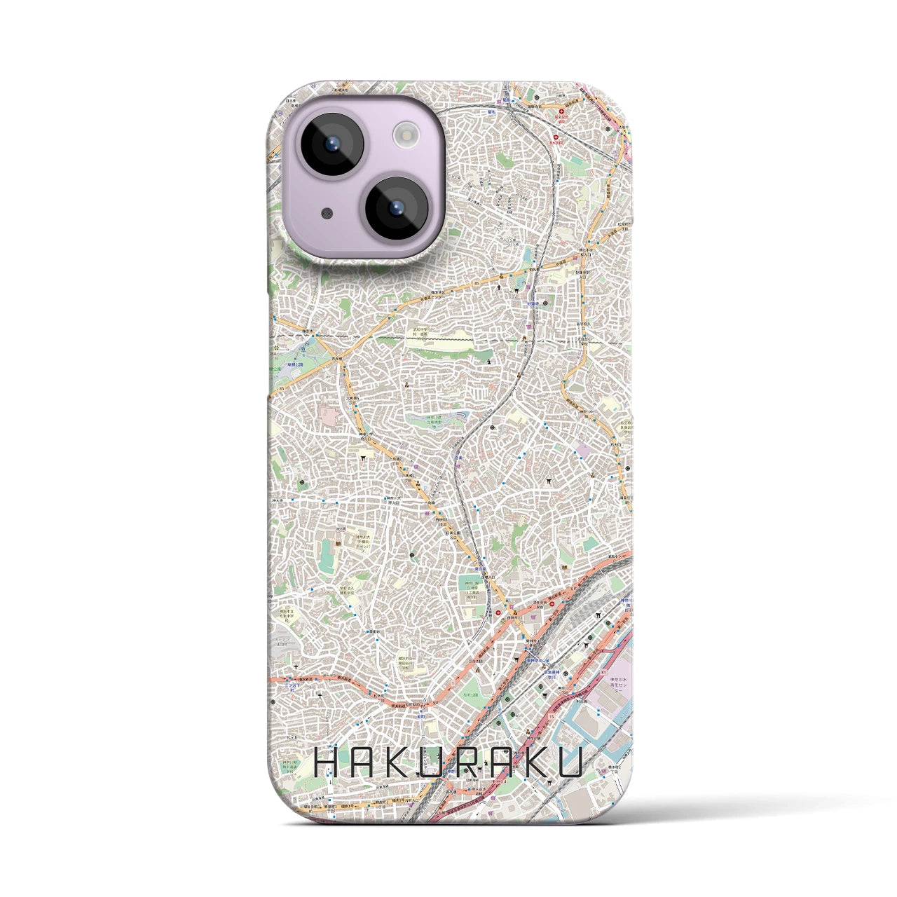 【白楽（神奈川県）】地図柄iPhoneケース（バックカバータイプ）