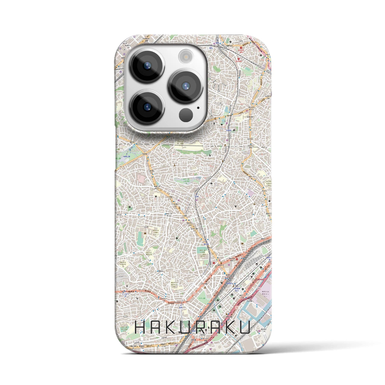 【白楽（神奈川県）】地図柄iPhoneケース（バックカバータイプ）