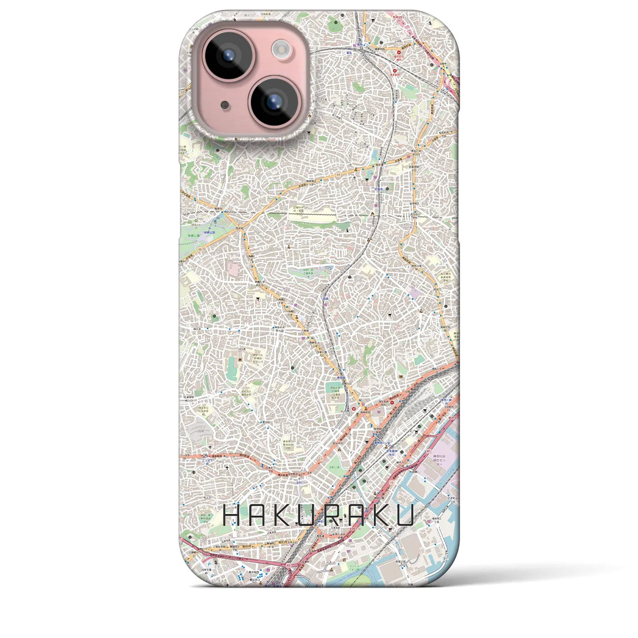 【白楽（神奈川県）】地図柄iPhoneケース（バックカバータイプ）