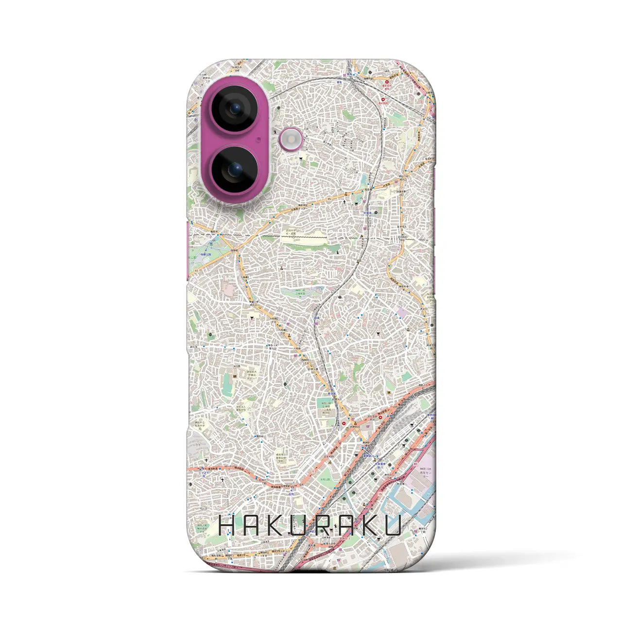 【白楽（神奈川県）】地図柄iPhoneケース（バックカバータイプ）