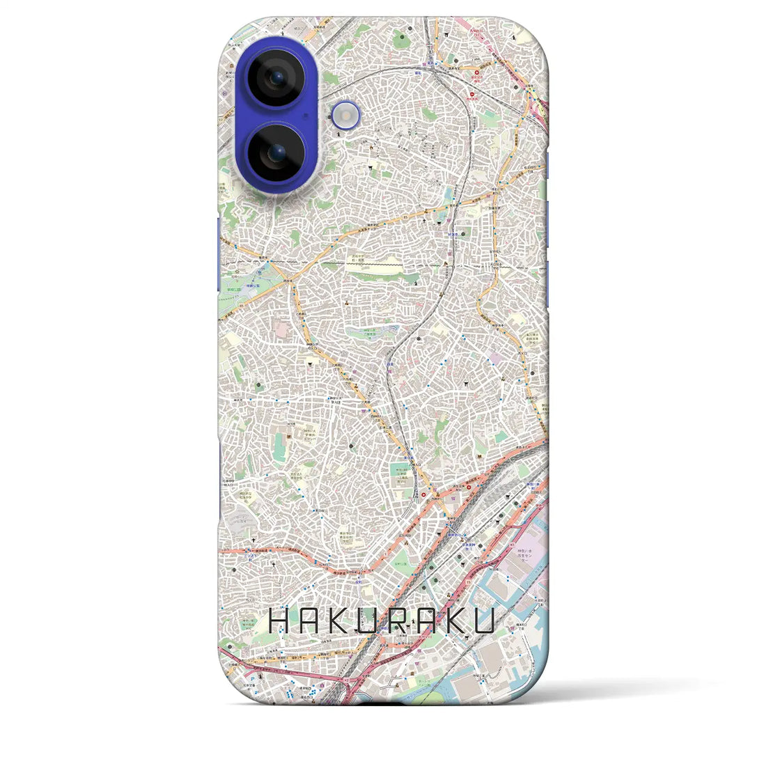 【白楽（神奈川県）】地図柄iPhoneケース（バックカバータイプ）ナチュラル・iPhone 16 Pro Max 用