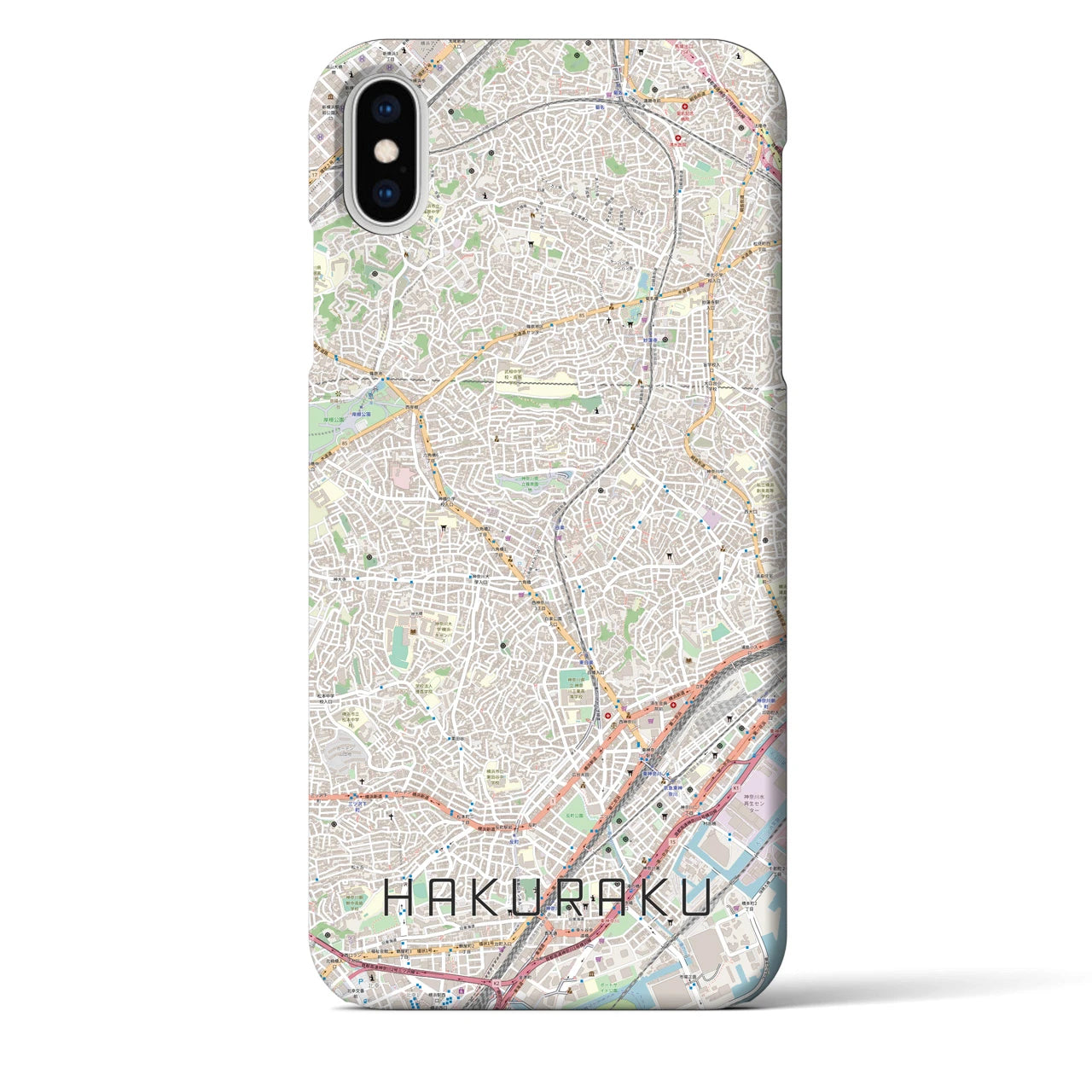【白楽（神奈川県）】地図柄iPhoneケース（バックカバータイプ）