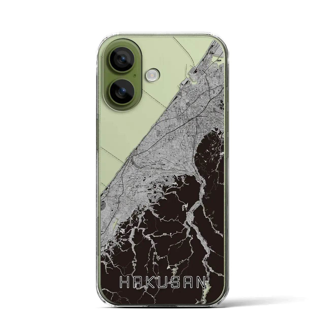 【白山（石川県）】地図柄iPhoneケース（クリアタイプ）