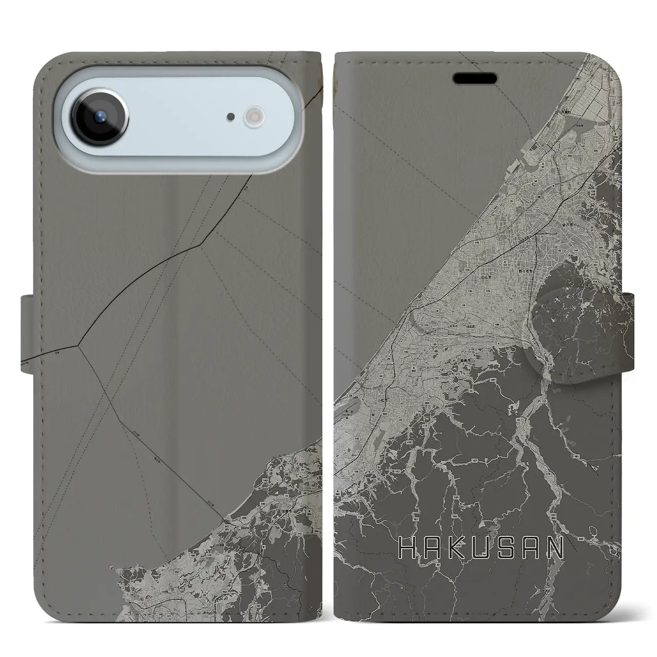 【白山（石川県）】地図柄iPhoneケース（手帳タイプ）