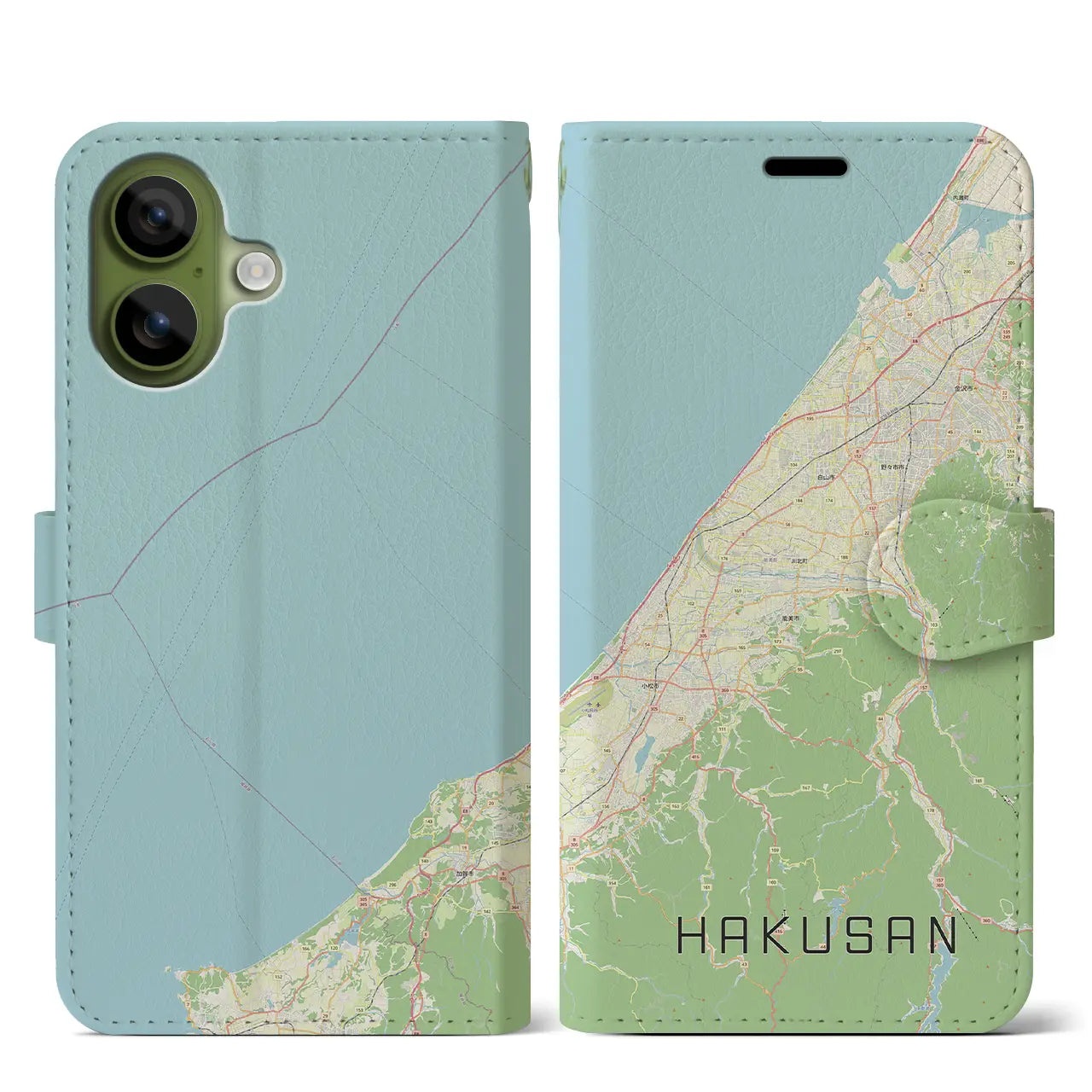 【白山（石川県）】地図柄iPhoneケース（手帳タイプ）