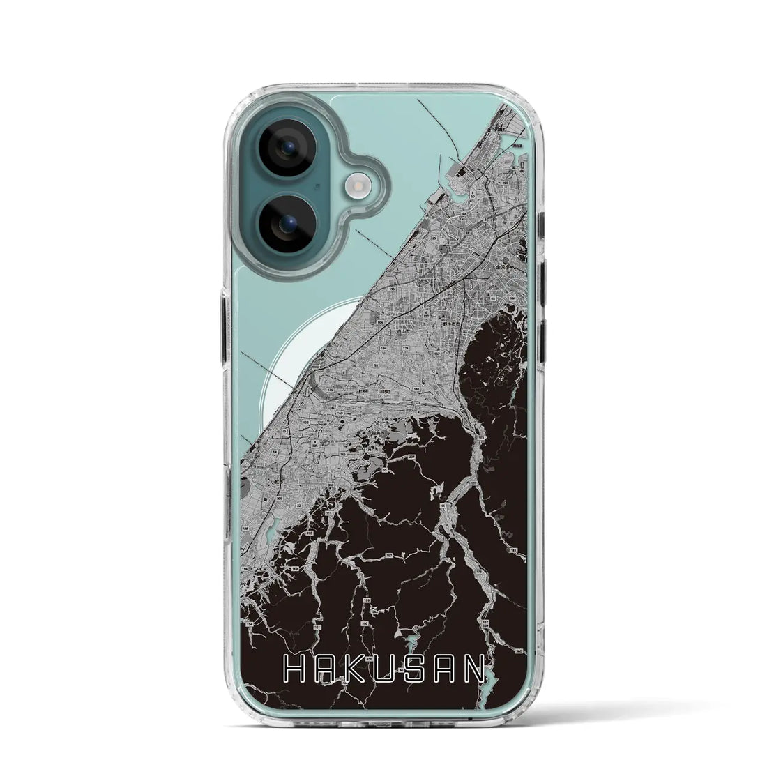 【白山（石川県）】地図柄iPhoneケース（MagSafeタイプ）モノトーン・iPhone 16 Pro 用