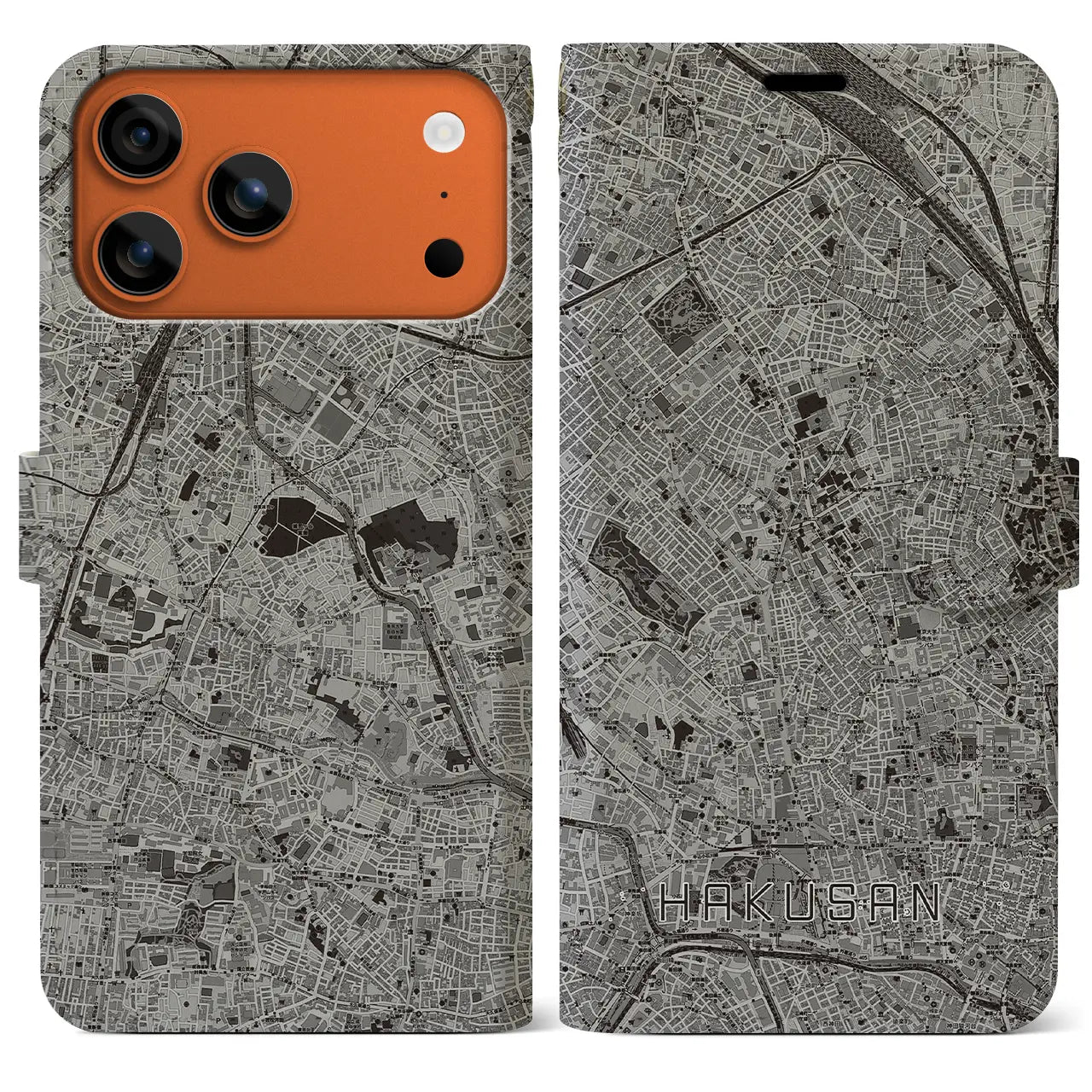 【白山（東京都）】地図柄iPhoneケース（手帳タイプ）