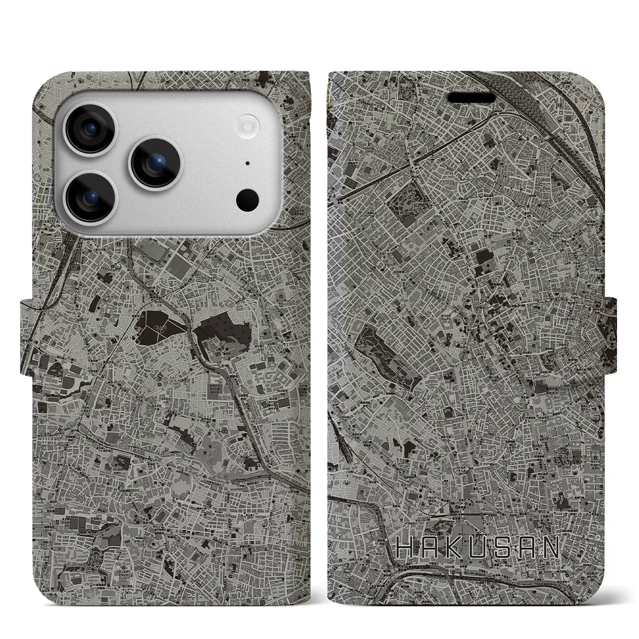 【白山（東京都）】地図柄iPhoneケース（手帳タイプ）