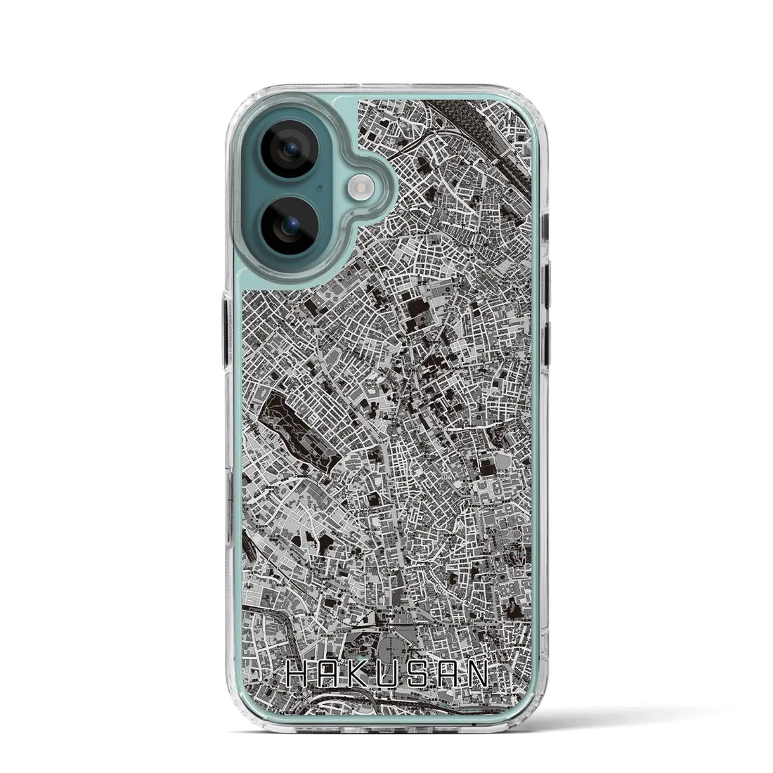 【白山(東京都)】地図柄iPhoneケース(MagSafeタイプ)モノトーン・iPhone 16 Pro 用