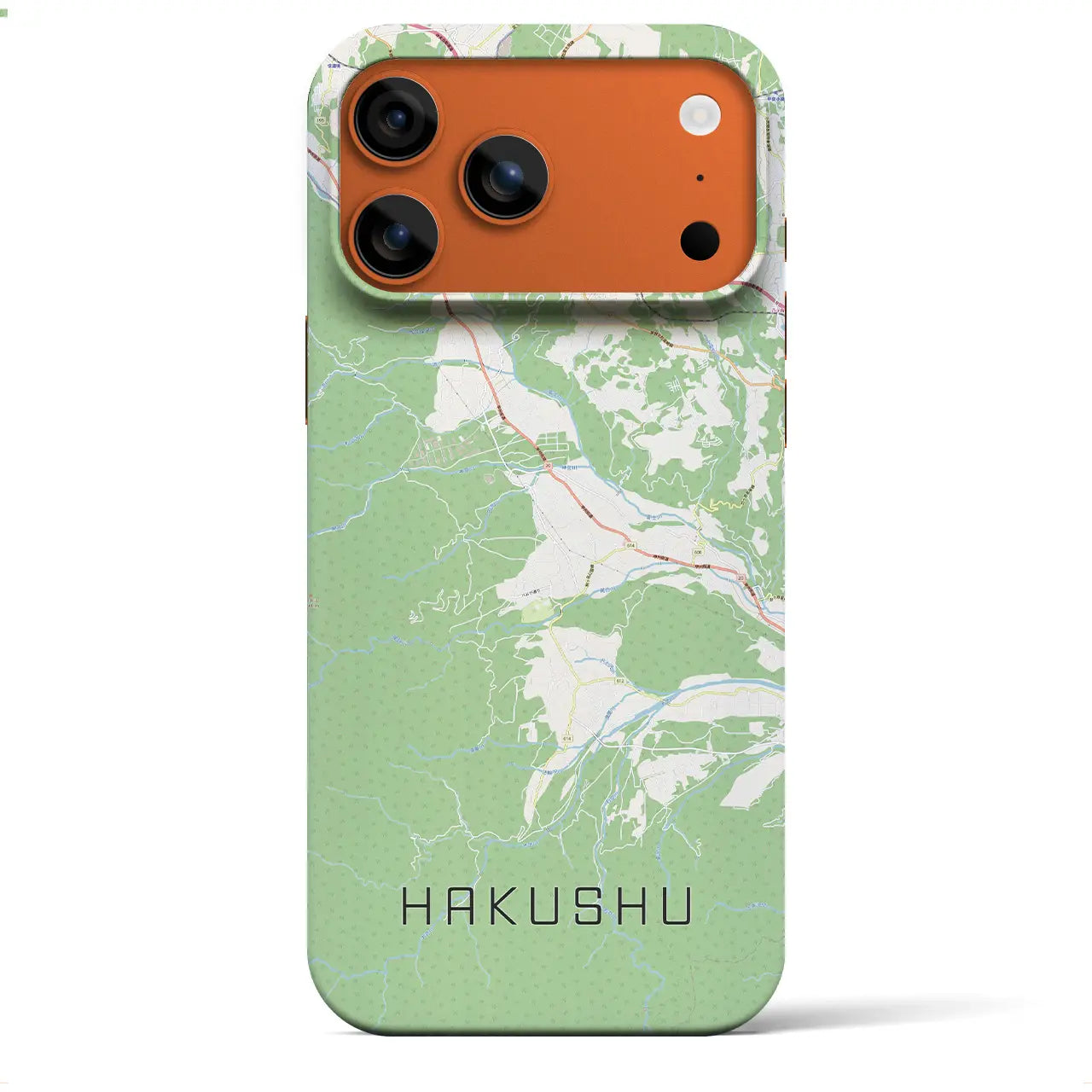 【白州（山梨県）】地図柄iPhoneケース（バックカバータイプ）ナチュラル・iPhone 17 Pro Max 用