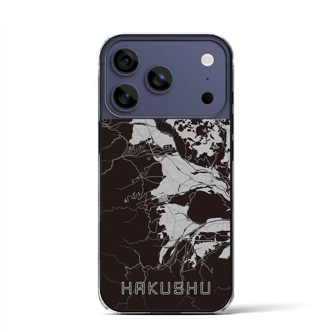 【白州（山梨県）】地図柄iPhoneケース（クリアタイプ）モノトーン・iPhone 17 Pro Max 用