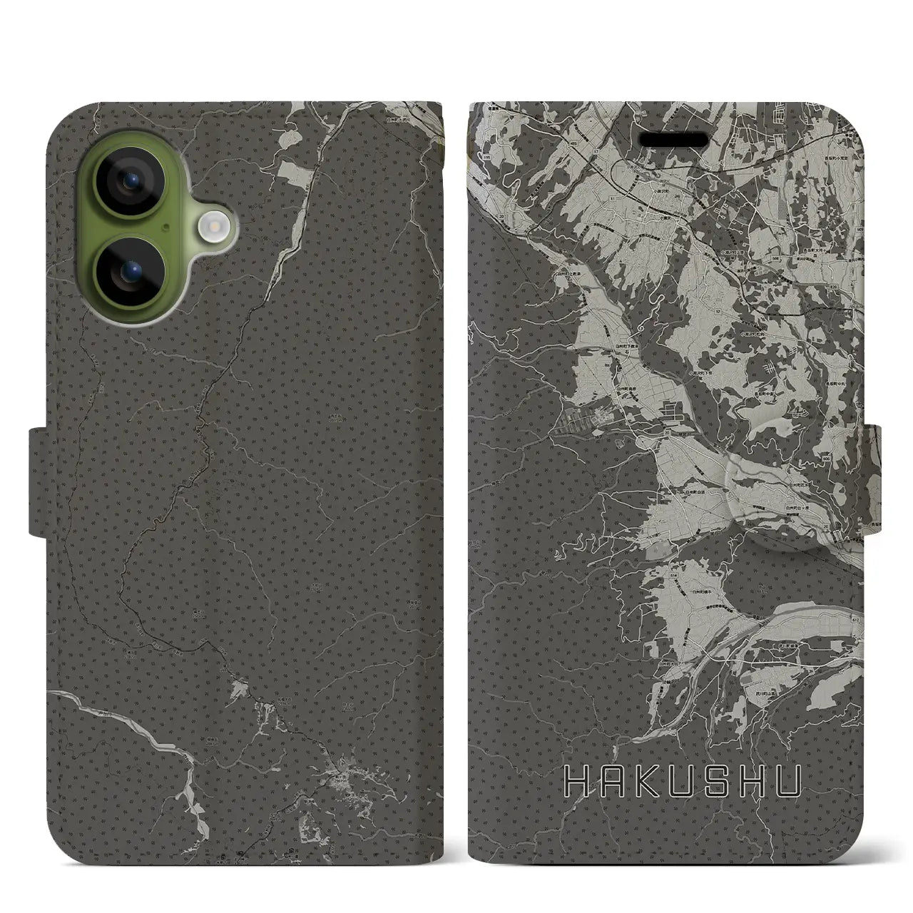 【白州（山梨県）】地図柄iPhoneケース（手帳タイプ）