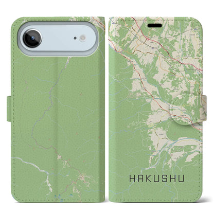 【白州（山梨県）】地図柄iPhoneケース（手帳タイプ）