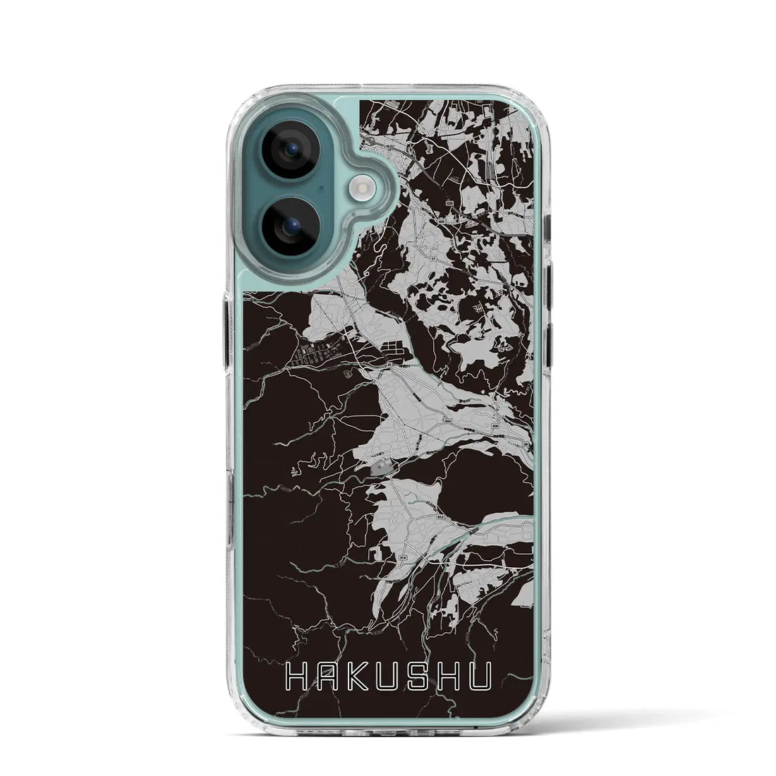 【白州（山梨県）】地図柄iPhoneケース（MagSafeタイプ）モノトーン・iPhone 16 Pro 用