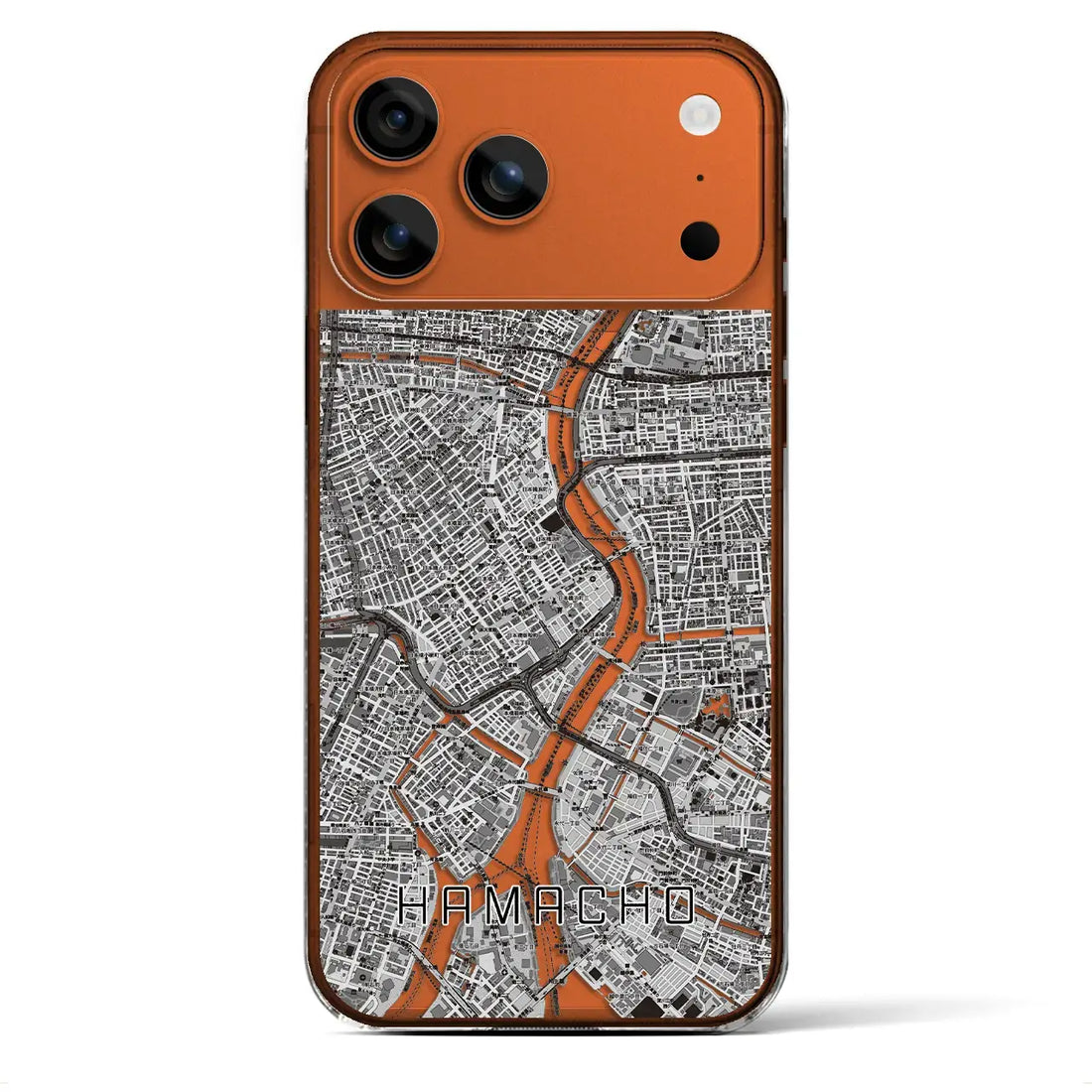 【浜町（東京都）】地図柄iPhoneケース（クリアタイプ）モノトーン・iPhone 17 Pro Max 用