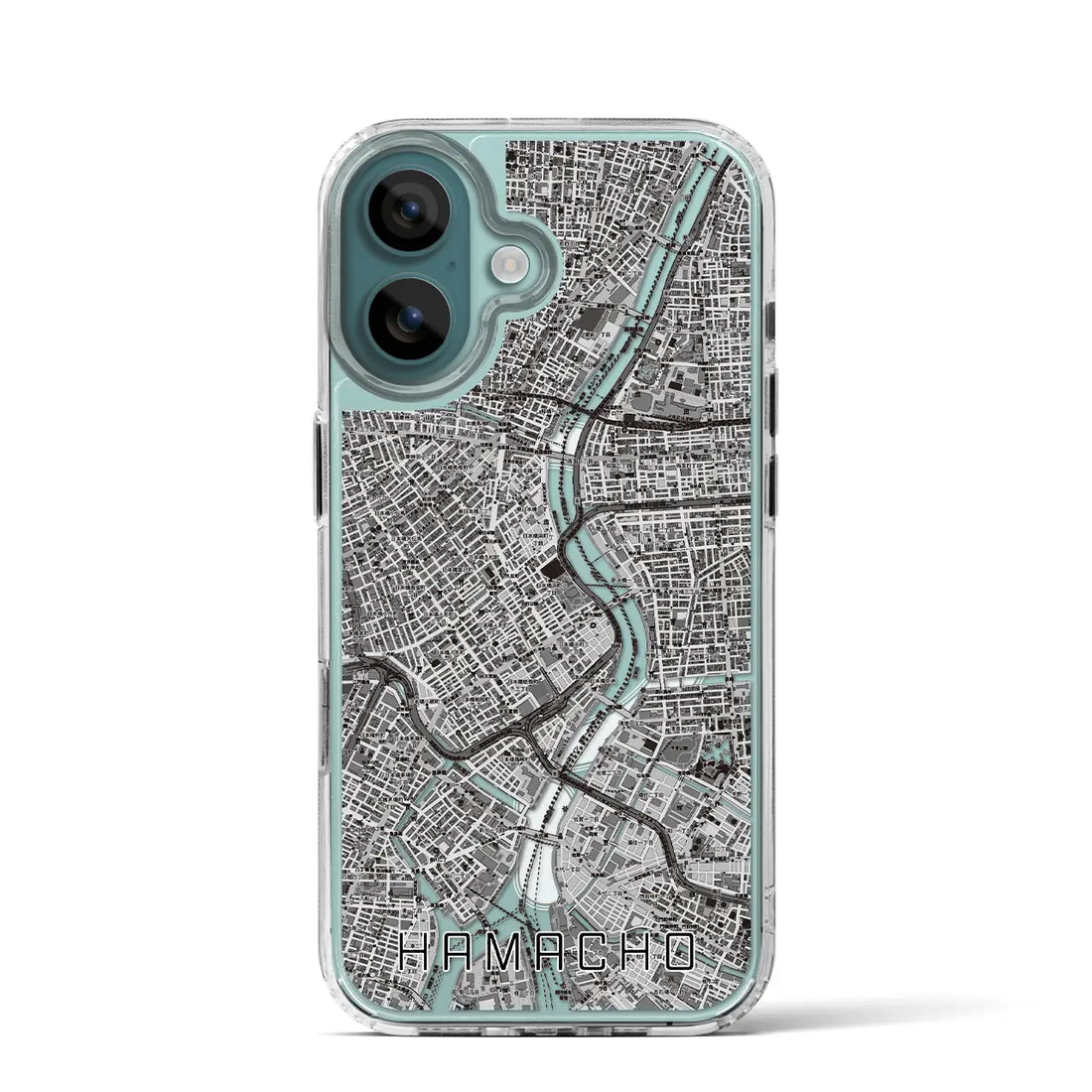 【浜町（東京都）】地図柄iPhoneケース（MagSafeタイプ）モノトーン・iPhone 16 Pro 用