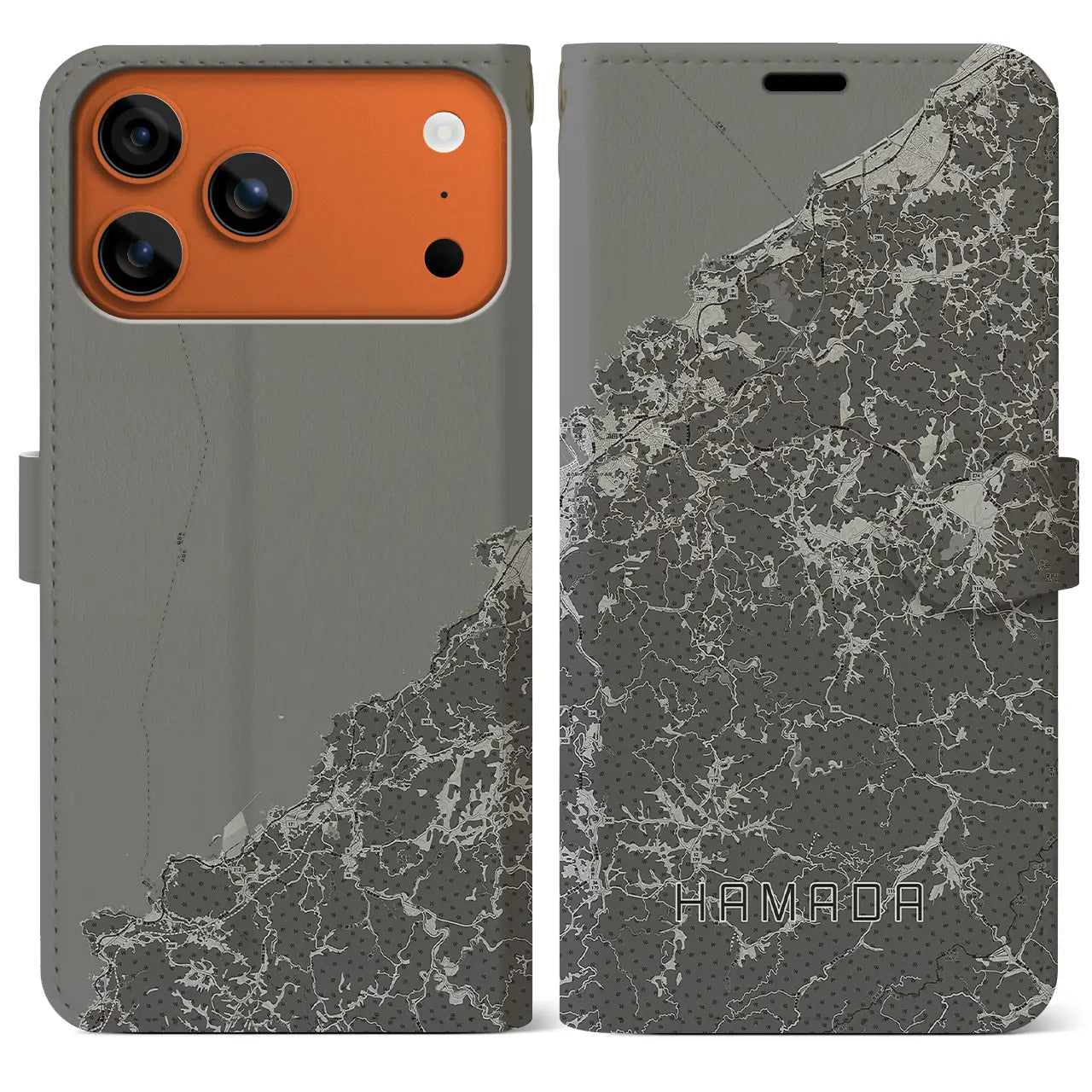 【浜田（島根県）】地図柄iPhoneケース（手帳タイプ）