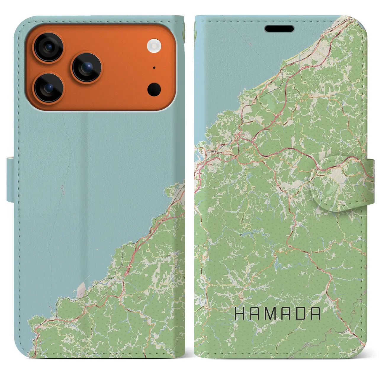【浜田（島根県）】地図柄iPhoneケース（手帳タイプ）