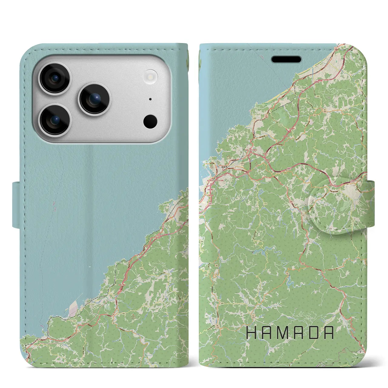 【浜田（島根県）】地図柄iPhoneケース（手帳タイプ）