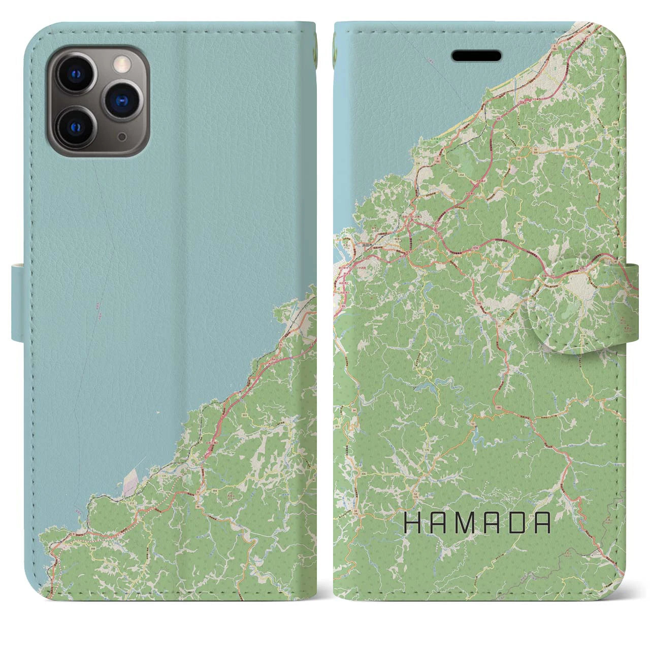 【浜田（島根県）】地図柄iPhoneケース（手帳タイプ）