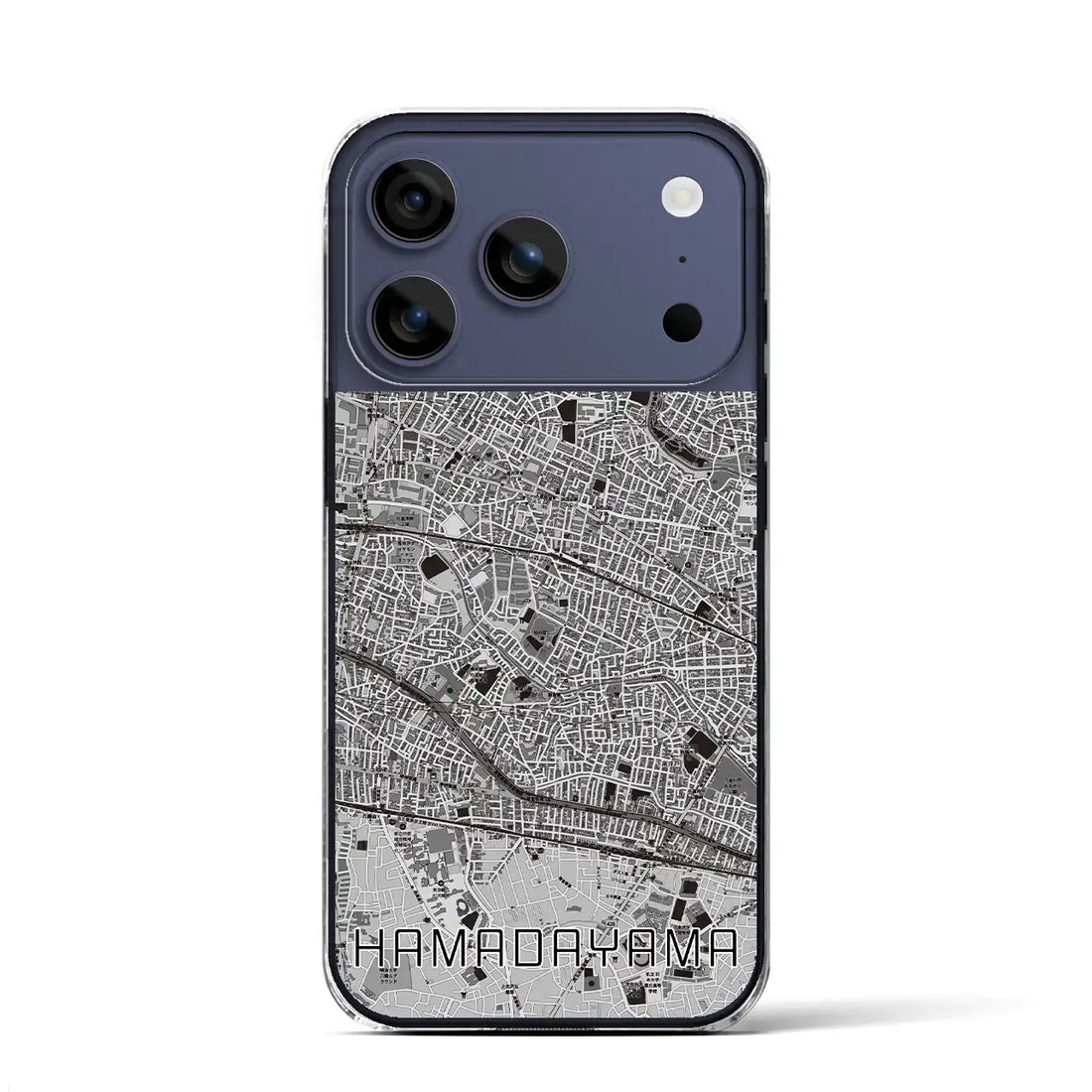 【浜田山(東京都)】地図柄iPhoneケース(クリアタイプ)モノトーン・iPhone 17 Pro Max 用