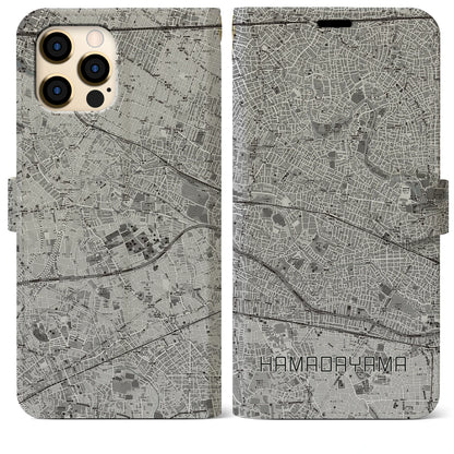 【浜田山（東京都）】地図柄iPhoneケース（手帳タイプ）モノトーン・iPhone 12 Pro Max 用