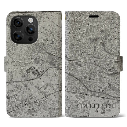 【浜田山（東京都）】地図柄iPhoneケース（手帳タイプ）モノトーン・iPhone 16 用