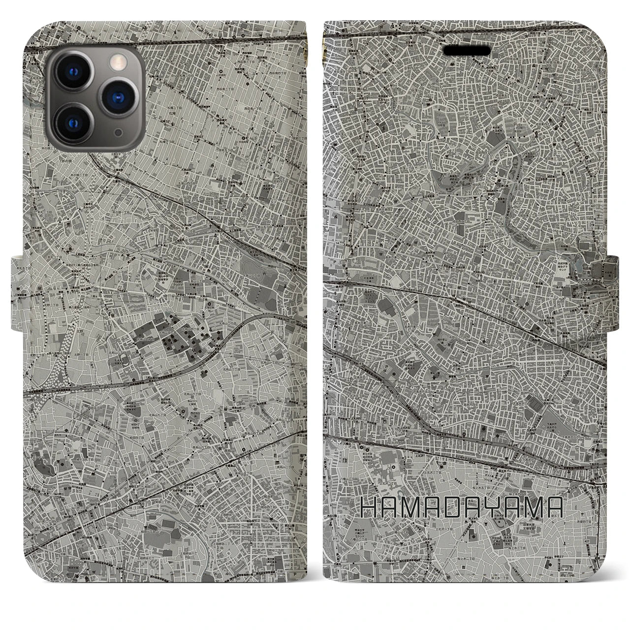 【浜田山（東京都）】地図柄iPhoneケース（手帳タイプ）