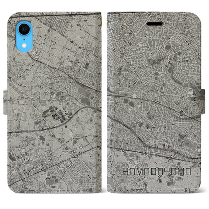 【浜田山（東京都）】地図柄iPhoneケース（手帳タイプ）モノトーン・iPhone XR 用