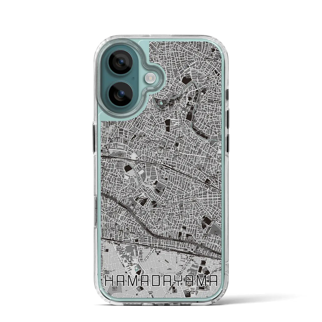 【浜田山(東京都)】地図柄iPhoneケース(MagSafeタイプ)モノトーン・iPhone 16 Pro 用