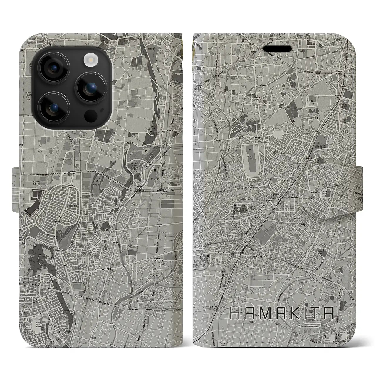 【浜北（静岡県）】地図柄iPhoneケース（手帳タイプ）