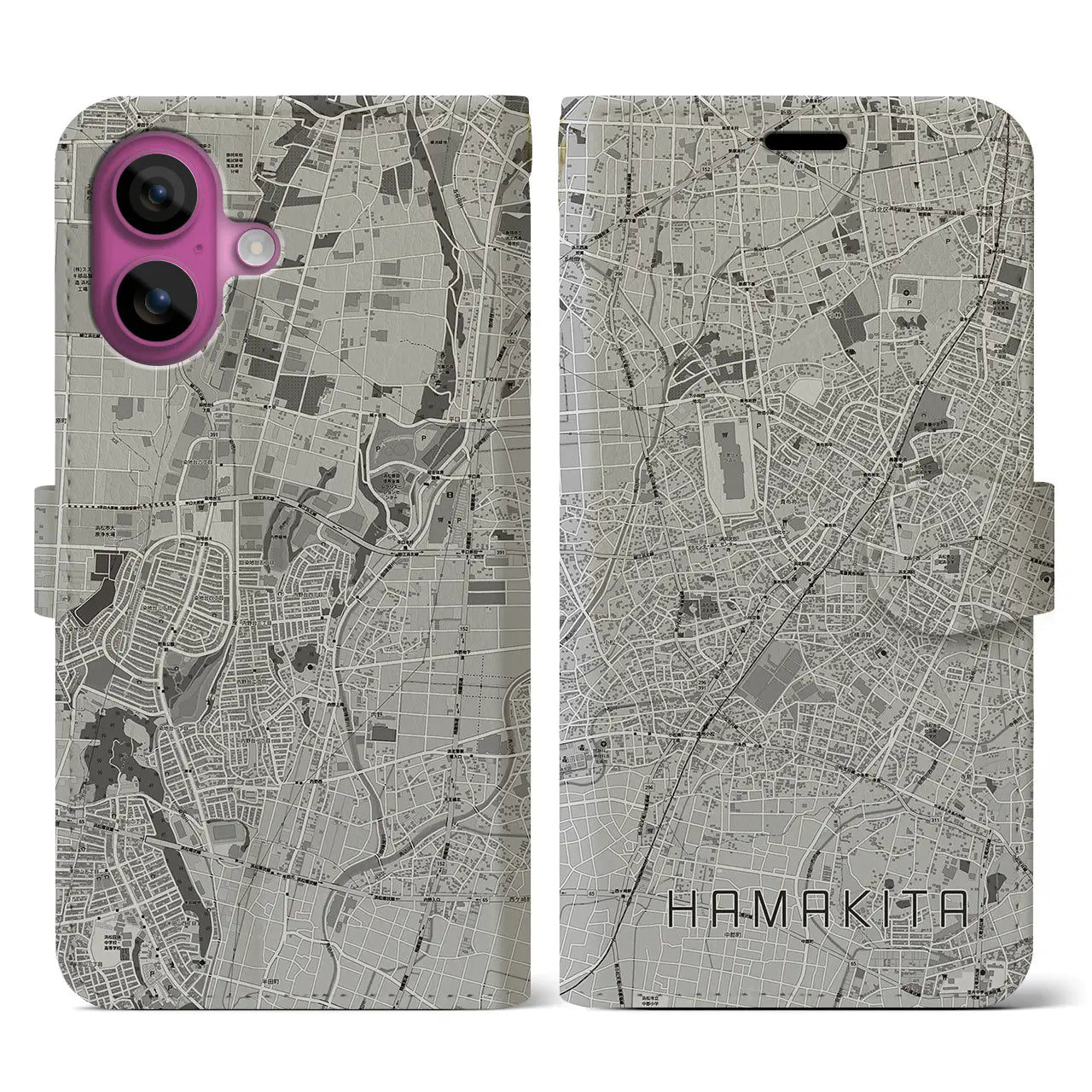 【浜北（静岡県）】地図柄iPhoneケース（手帳タイプ）