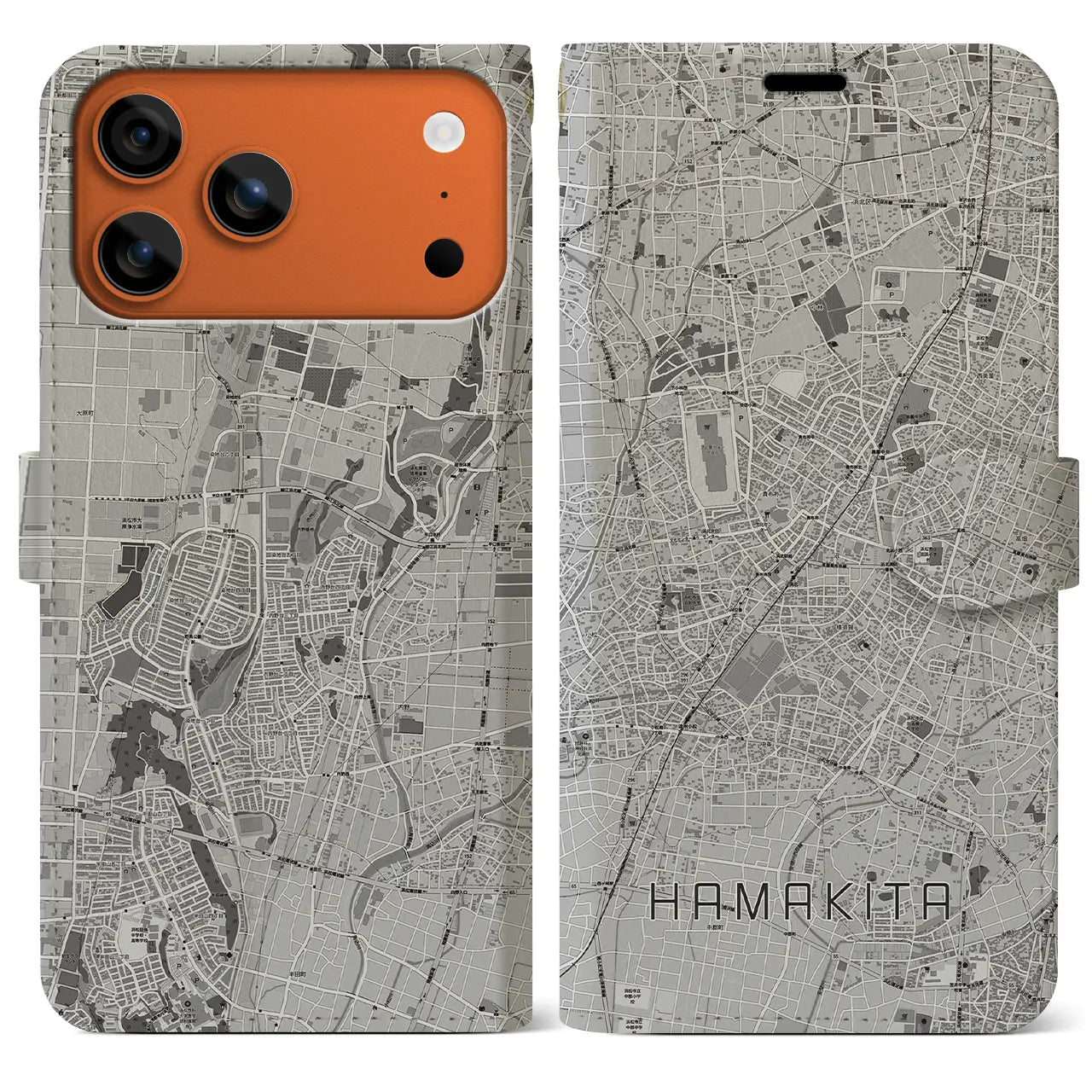 【浜北（静岡県）】地図柄iPhoneケース（手帳タイプ）